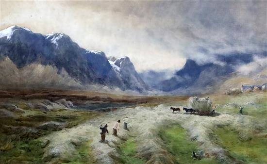 Henry Andrew Harper (1835-1900) Harvesters in the Highlands 19 x 29in.